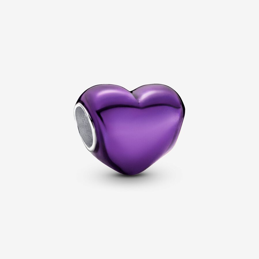 Conta Coração Roxo Metalizado